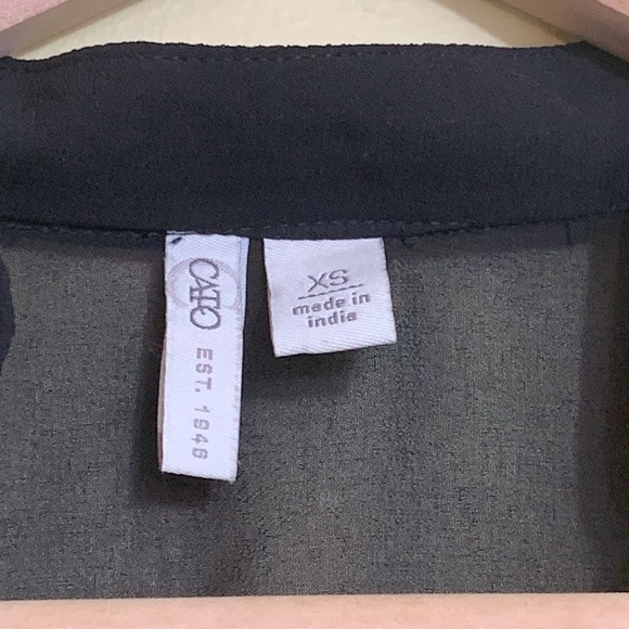 Cato | Black Embroidered Bead Adjustable Tassel Waist Kimono Sheer Tunic Top XS - Picture 13 of 17